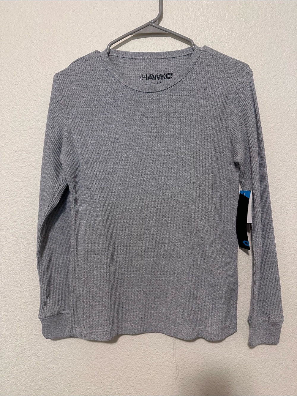 Tony Hawk Men’s Long-Sleeve Waffle Thermal Shirt — Light Gray